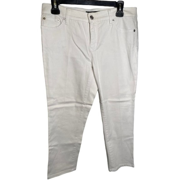 LRL Lauren Jeans Co. Ralph Lauren Womens White Denim Jeans Size 8 Petite Cropped - Picture 1 of 5